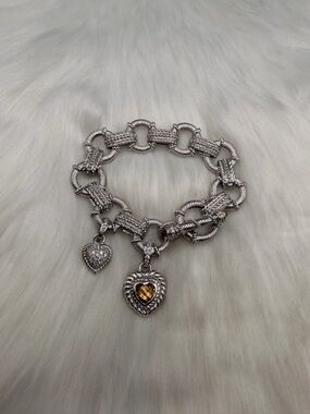 925 Sterling Silver Cz Judith Ripka Charms Bracelet 7”. Read Please
